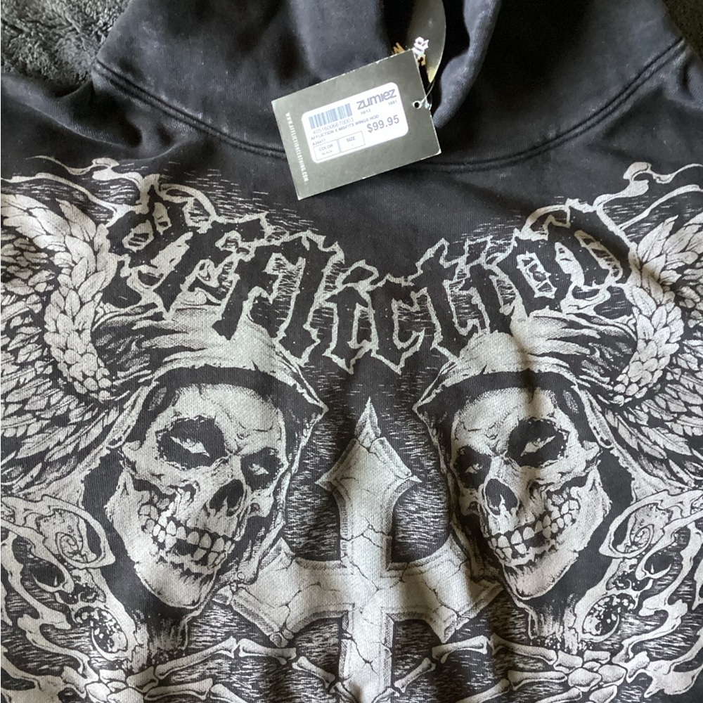 Affliction Misfits Men's Skull Pullover Hoodie - Picture 2 of 3